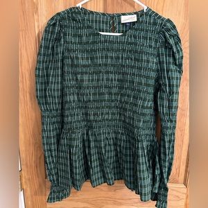 L Universal Thread Plaid Ribbed Top